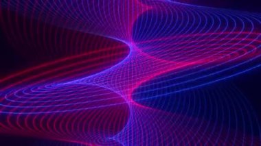 Girdap gibi dönen neon çizgilerin soyut arka planı, parlak renkli dalgalı arka plan, dalga hareketi, teknoloji sıçrama arkaplanı. Yüksek teknoloji spirali