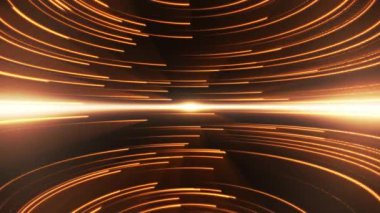 Renkli neon çizgileri ve yatay ışık çizgileri olan soyut arkaplan, ışık parçacıklarının hareketi. Fütürist neon izleri. Kusursuz döngü.