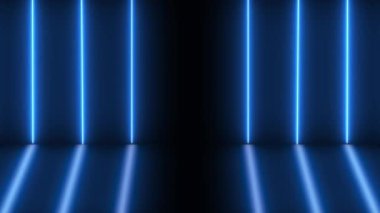 Mavi neon lazer çizgileri fütüristik hareket tasarımı. Soyut ışınlar ya da parlak ışık çizgileri. Neon çizgileri