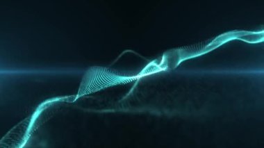 Soyut dijital hızlı dalgalar, hafif ateş hareketine sahip parçacıklar, veri akışı, siber teknoloji. 3 boyutlu görüntüleme. 4K 'lık kusursuz döngü videosu. Video canlandırma ekran koruyucusu