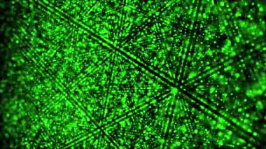 Arkaplan boşluğunu bulanıklaştıran noktalar ve parçacıklardan oluşan parlak lazer çizgileri. Parlak ve güzel bokeh parçacıkları. Kusursuz döngü.