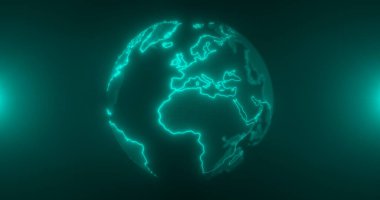 Soyut dünya dönüşü, büyük veriler, dijital bulutlar. Küresel ağ bağlantısı ve veri bağlantı kavramı. İletişim teknolojisi küresel dünya ağı.