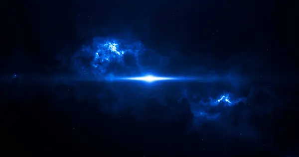 parlak optik ışıltı ve yıldız parçacığıyla gece gökyüzü mavi uzay arkaplanı