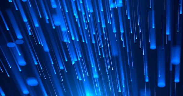 Parlak neon ışınları ve parlak çizgileri olan soyut renkli bir arkaplan. mavi neon çizgiler ya da açık çizgiler.