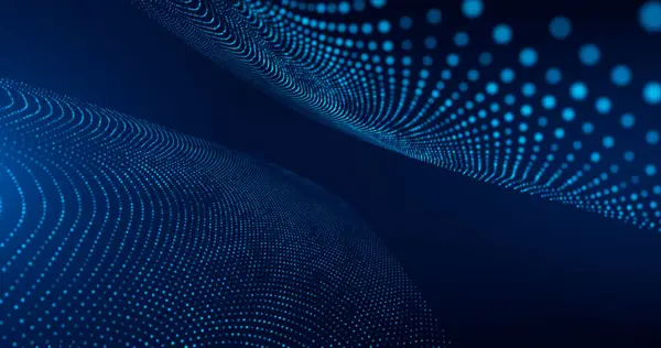 Soyut fütüristik dalgalı arka plan. Parçacık ve nokta dalgaları. Mavi ışık, dijital dalga etkisi, kurumsal konsept içeren teknoloji arka planı.