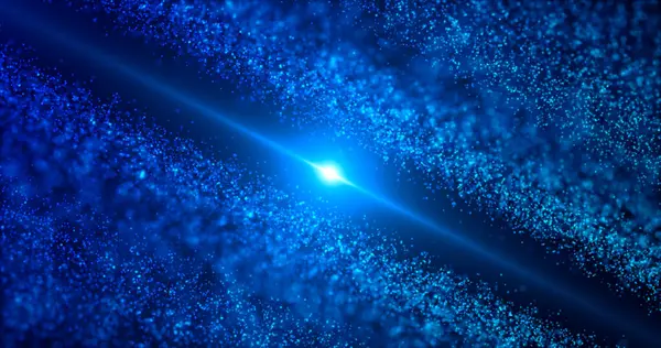 Işıldayan parlak parçacıklar ve güzel bokun soyut mavi arkaplanı