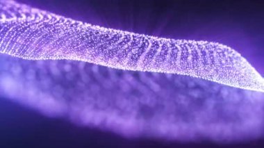 Ağ oluşturan toz ve simlerden oluşan soyut mavi dalga ışık ve uçan parçacıkların ışınlarını yayar. Kusursuz döngü. canlandırma