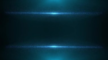 Mavi parçacıkların soyut geleceksel arkaplanı. Noktalardan oluşan yuvarlak yüzeyler koyu bir arkaplanda dönüyor. Kusursuz döngü