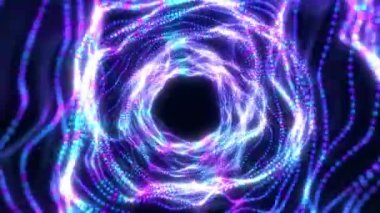 Dalga enerjili ya da zamanda yolculuk yapan dijital fütüristik parçacık tüneli. Parlak neon hatlarında ilerlerken yüksek hızda tasarruf. Yüksek teknoloji koridoru, warp hızı, sıcak delik