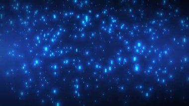 Parçacıkları ve dijital veri ağı bağlantıları olan dijital siber uzay 4K. Parlayan ışık parçacıkları, kusursuz döngü ile soyut teknoloji veri akışı