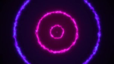 Soyut, parlak, parlak, sarmal tünellerden oluşan sihirli çemberler, sihirli enerji halkaları. Kusursuz döngü soyut arkaplan