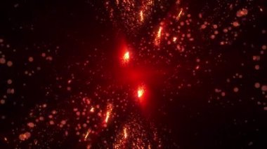 Parçacıkların soyut renkli toz patlaması, parlayan parçacıkların hareketi, ışık hızı, noktalardan ve parçacıklardan havai fişekler, uzay sahnesi, geleceksel arkaplan. Kusursuz döngü 4k video.