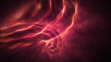 Parçacıklardan gelen dijital dalgalar. Noktalardan soyut teknolojik arka plan. Çok renkli parçacıkların gelecekteki dalgalı yüzeyi. Büyük veri görselleştirmesi. Kusursuz döngü 4K videosu. Ekran Koruyucu