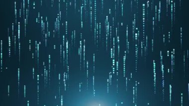Soyut mavi dijital arkaplan. Bir veri akışı ve çizgiler ya da ışık çizgileri, bir partikül yağmuru. Büyük veri görselleştirme, fütüristik kavram. döngü