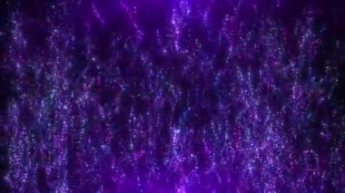 Dalga enerjisiyle yukarı doğru uçan renkli sim parçacıklarının soyut arkaplanı. Kusursuz döngü 4k video.