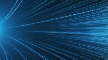 Parlak ışık ışınlarının soyut arkaplanı, hareket halindeki teknolojik çizgiler. Bağlantı konsepti, büyük veri, fütüristik geçmiş. Büyük veri parçacığı akışının ya da ağ bağlantısının görselleştirilmesi. döngü