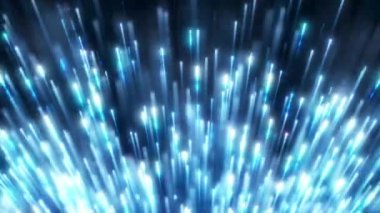 Toz parçacıklarından gelen mavi ışık güzel bir bokeh oluşturur. Işık parçacıkları içeren zarif soyut arkaplan videosu. Soyut arkaplan parçacıkları. Kusursuz döngü canlandırması