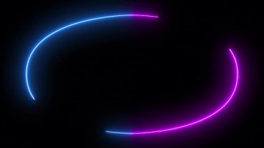 Soyut neon parlayan çerçeve, ürün sunumu için sahne, neon ışıklar dikdörtgen, kusursuz döngü