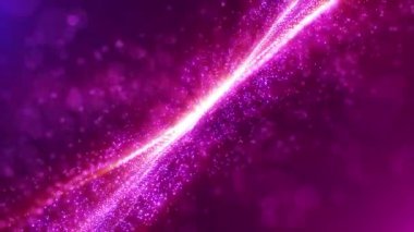 Soyut mor dijital dinamik parçacık dalgaları, hareket ışığı arka planı, veri akışı, siber teknoloji. 3D görüntüleme. Kusursuz döngü video 4K. Video ekran koruyucu canlandırması