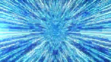 Dijital fütüristik tünel veya zaman ve uzayda yolculuk. Parlak tünel, warp hızı, 4K. Soyut fütüristik siber dünya sahnesi, bilim kurgu parçacık tüneli. bilim arkaplan 4K canlandırması