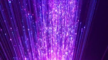 Parlak neon parçacıkları, renkli noktalı parçacık çizgileri ve uzay dijital arka planı olan soyut bilim kurgu ileri hiperuzay. Kusursuz döngü