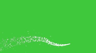 Parçacık izi olan soyut arkaplan. Parçacıklar döner ve uçar. Işıltılı arka plan. Yeşil arka planda peri tozu ve güzel bokeh. Kutlamalar ve ödüller için arka plan