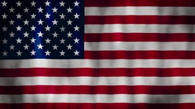 Canlandırılmış arka plan. 4K 'da Amerikan bayrağı. ABD bayrağı rüzgarda dalgalanıyor