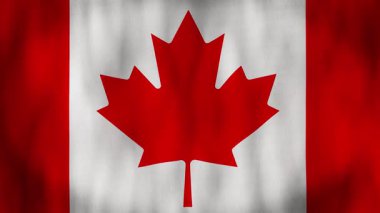 Canlandırılmış arka plan. 4K 'da Kanada bayrağı. Ulusal bayrak rüzgarda dalgalanıyor