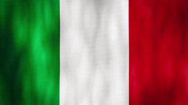 Canlandırılmış arka plan. 4K 'da İtalya bayrağı. Ulusal bayrak rüzgarda dalgalanıyor