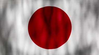 Canlandırılmış arka plan. 4K 'da Japonya bayrağı. Ulusal bayrak rüzgarda dalgalanıyor