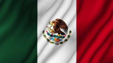 Canlandırılmış arka plan. 4K 'da Meksika bayrağı. Ulusal bayrak rüzgarda dalgalanıyor