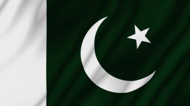 Canlandırılmış arka plan. 4K 'da Pakistan bayrağı. Ulusal bayrak rüzgarda dalgalanıyor