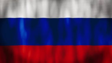Canlandırılmış arka plan. 4K 'da Rusya bayrağı. Ulusal bayrak rüzgarda dalgalanıyor