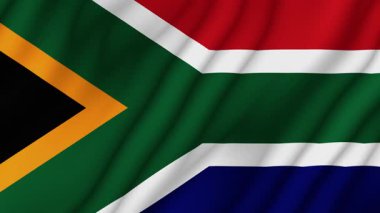 Canlandırılmış arka plan. Güney Afrika 4K bayrağı. Ulusal bayrak rüzgarda dalgalanıyor
