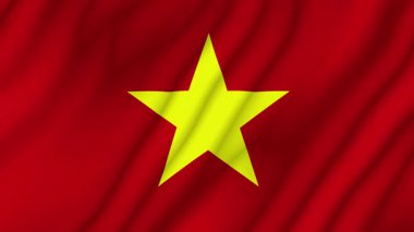 Canlandırılmış arka plan. Vietnam bayrağı 4K. Ulusal bayrak rüzgarda dalgalanıyor