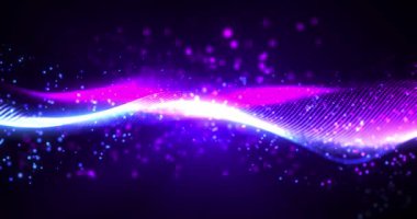 Noktalardan, veri akışından, siber teknolojiden gelen ışık hareketleri olan parçacıkların soyut dijital dinamik dalgaları. 3 boyutlu görselleştirme. 4K 'lık kusursuz döngü videosu. Ekran Koruyucu video canlandırması