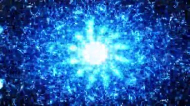 Mavi parçacıkların soyut fraktal küresi. Enerji küresinden parlak bir ışık. hipnoz meditasyonu