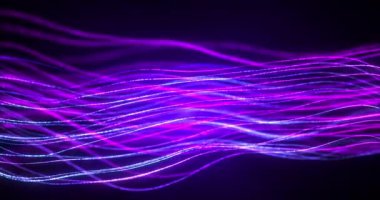 Işık hareket göstergelerine sahip parçacıkların soyut dijital dinamik parlayan dalgaları arka plan, veri akışı, siber teknoloji. 3 boyutlu görselleştirme. 4K 'lık kusursuz döngü videosu. Ekran Koruyucu video canlandırması