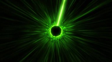 Dijital fütüristik tünel veya zaman ve uzayda yolculuk. Parlak teknolojik tünel, warp hızı, solucan deliği..