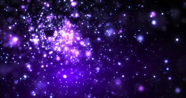 Güzel toz parçacıkları ve parıltılı noktalardan oluşan bir nebula. Uzay ya da bilim kurgu sahnesi. Kusursuz döngü