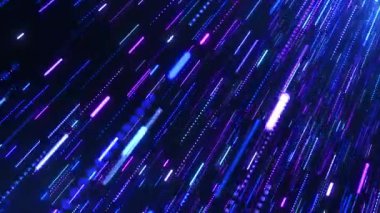 Soyut dijital arkaplan. Büyük veri parçacığı akışının ya da ağ bağlantısının görselleştirilmesi. 4K animasyon, kusursuz döngü, bilgisayar teknolojisi kavramı.