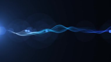 Mavi parçacıkların dijital soyut dalgaları. Soyut teknolojik altyapı. Büyük veri ve bağlantıların 3 boyutlu görselleştirilmesi. Analitik sunum.