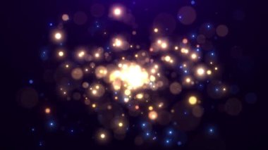 Parıldayan parçacıkların soyut patlaması güzel bir bokeh havai fişek gösterisi yaratıyor. Parıltı ve pırıltı döngü tasarımı