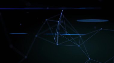 Pleksus çizgileri, noktalar ve üçgenler, dijital teknolojiler, büyük veriler, yüksek hızlı bağlantı görselleştirmesi olan soyut fütüristik modern kurumsal arka plan. Kusursuz döngü