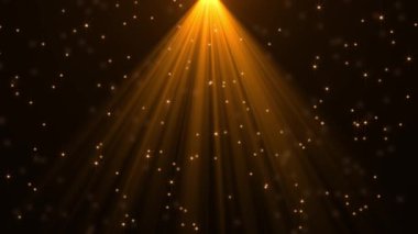 Parlak ışık ışınları ve hareket eden toz ve ışık parçacıklarıyla soyut ve enerjik bir arkaplan. Kusursuz döngü. Hiper uzay yıldızlardan uzaya sıçrar.