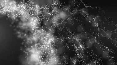 Siyah zemin üzerinde soyut sinematik parçacık dalgaları. 4k döngü