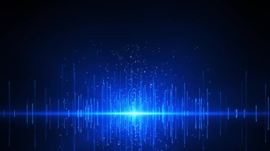 Parlayan neon parçacıklarının yukarı aşağı uçtuğu soyut dijital arkaplan. Parlayan parlak parçacık çizgilerinin akış hareketi. Bağlantının görselleştirilmesi ve büyük veri.