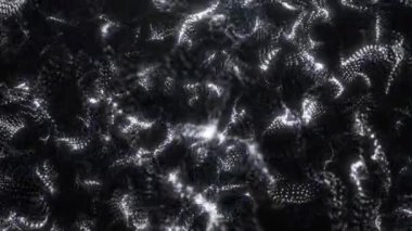 Karanlık arkaplan ışık hareketi veri akışı siber teknolojisi üzerinde soyut dijital dinamik parçacık dalgaları 4K pürüzsüz görüntü oluşturan 3D