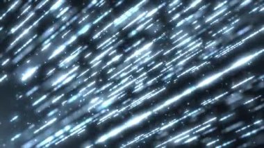 Parlayan neon parçacıkları çizgileri ve alanları olan soyut dijital arkaplan. Parlak mavi parçacık çizgilerinin sihirli akışı. Bağlantıyı gözünde canlandır. Kusursuz döngüsel soyut arkaplan.