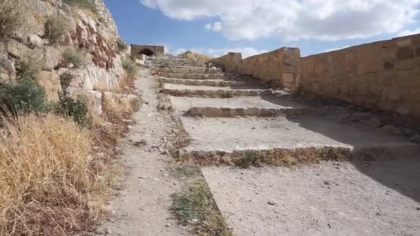 Kerak Castle Ett Stort Korsriddarslott Beläget Jordanien — Stockvideo